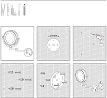 WZDD Specchio da Trucco da Parete, Specchio da Barba con Ingrandimento 5X, Specchio Cosmetico a LED Illuminato, Specchio da Bagno Rotondo, Girevole a 360°