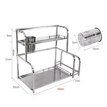 LYM &ripiano di stoccaggio Scaffali da Cucina, scaffale di stoccaggio condimento for Uso Domestico in Acciaio Inossidabile unità di scaffalatura Multifunzione -2 Strati Scaffale di Finitura
