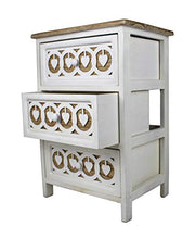 Tata Home Mobiletto Comodino da Bagno Camera o Ingresso 3 Cassetti in Legno Bianco con Cuori Stile Shabby Chic Dimensioni 40x29x58 cm MOD. Sebastian