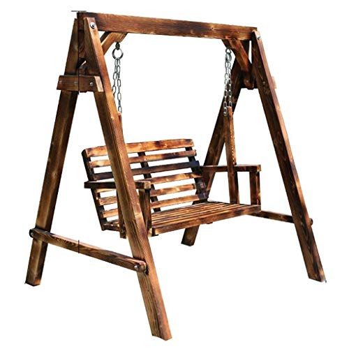 Coperture per dondoli Altalena Prato all'aperto Altalena casa in Legno massello Altalena Cortile Doppio di Svago Poltrona pensile Parco Sedia a Dondolo (Color : Brown, Size : 140 * 120 * 152cm)