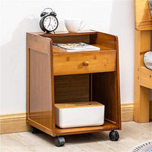 Comodino,Tavolino Laterale Tavolo per Stoccaggio di Scaffale, Comodino con Ruote, Comodino in bambù con 1 Cassetto, Tavolino Fine Ha Una Piccola Partizione in Alto (Color : Natural)