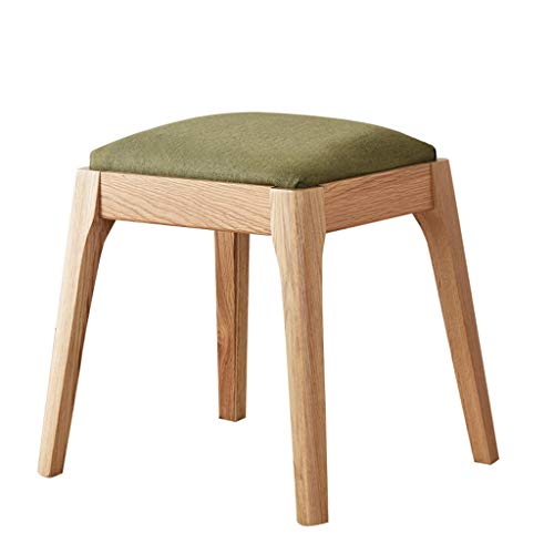 Mobili per la casa e Giardino Sgabello Imbottito in Legno di Rovere con Imbottitura in Lino Sgabello Imbottito Confortevole per Soggiorno/Camera da Letto - Colore Legno Ottomani da Cucina