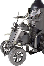 Brubaker - Portabottiglie da Vino, Modello Quad con Pilota, Oggetto Decorativo in Metallo Argentato, Supporto per Bottiglie con Biglietto d'auguri per Regalo