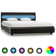 Tidyard Struttura Letto Singolo/Matrimoniale Moderno a Doghe con LED Rivestimento in Similpelle,Letto a Doghe,160x200 cm,Antracite
