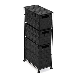 VERSA Mannheim Mobiletto Salvaspazio Ausiliario per Il Bagno, Arredo Bagno, Cassettiera con 3 cassetti per organizzare, Misure (A x L x l) 57 x 28 x 15,5 cm, Nylon, Colore Grigio Scuro