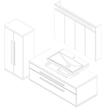 FACKELMANN Set di mobili da bagno Stanford 4 pezzi, con mobiletto sospeso e vasca in ceramica da 110 cm e armadietto a specchio a LED