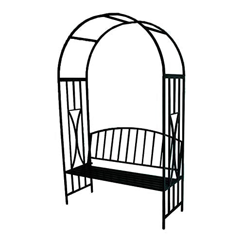 Arco da Giardino in Acciaio, Panchina da Giardino Panchina da Esterno Panchina da Patio per Giardino Esterno Prato da Giardino Patio Rampicante Viti Rose Fiori Ruggine Scura