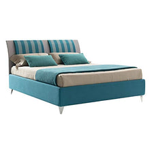 LettoFacile montalo in 30 Minuti - Letto Matrimoniale Onda Frame in Tessuto Azzurro/Grigio - Struttura senza rete - Made in Italy (160 x 190 cm)