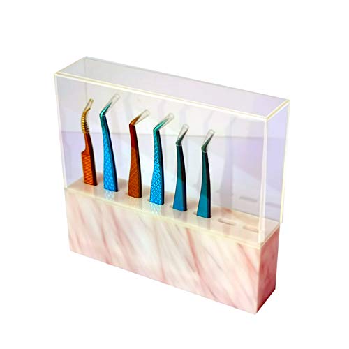 Gojiny Pinzette Organizer Portaoggetti Pinzette a 8 Fori Espositore con Coperchio Antipolvere Pinzette Espositore Accessori per Estensione Ciglia Raccolta E Disposizione delle