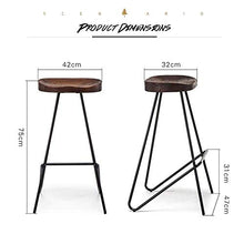 HLWJXS Sedia Sgabelli da Bar Altezza Bancone Sedia da Bar Sgabelli da Bar in Legno Stile Industriale con Finitura Retrò, con Gambe in Ferro Sedia da Pranzo Sgabello da Cucina,Solo Uno