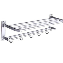 XXYWJF Bagno Asciugamano Rack Pieghevole Alumimum Chrome Supporto del tovagliolo fissato al Muro del tovagliolo Mensola con Ganci Deposito e Supporto del Telaio