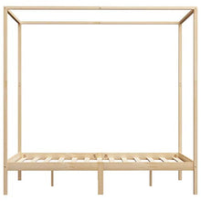 BIGTO - Struttura letto a baldacchino in legno di pino massiccio, per camera da letto, 120 x 200 cm, colore: Marrone chiaro