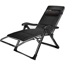 AI LI WEI SHUAIIJUAN Sedia per Il Tempo Libero Domestico Lounge reclinabile Heavy Duty con Il Cuscino Portatile Pieghevole Regolabile Reclining Sdraio for Office Patio Beach Pool Side Camping - Nero