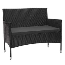 Mendler Salottino da Esterno Giardino HWC-F55 polyrattan Nero con Cuscini Grigio Scuro
