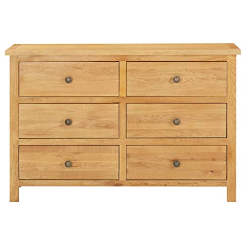 Estink Cassettiera con 6 cassetti, in Legno Massello di Rovere, Credenza da Salotto Cassettiera da Salotto, 105 x 33,5 x 73 cm