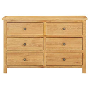 Estink Cassettiera con 6 cassetti, in Legno Massello di Rovere, Credenza da Salotto Cassettiera da Salotto, 105 x 33,5 x 73 cm