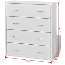 GOTOTOP Credenza con 4 Cassetti,Armadio Laterale,Cassettiera Moderno,Libreria in truciolato + MDF,per salotto,sala da pranzo,corridoio,60x30,5x71 cm -Bianco