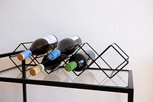 LaLe Living Portabottiglie Kaya in ferro nero per 7 bottiglie di vino con dimensioni 54 x 13 cm per conservare bottiglie di vino e acqua in design geometrico