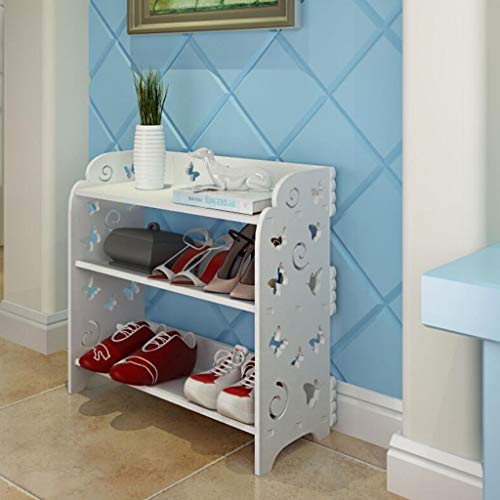 XWZH Cabinet Scarpe da Polvere Scaffale per Scarpe da 3 Livelli/stoccaggio per Scarpe per Scarpe da stoccaggio per Scarpe impilabili per Scarpe da Scarpe da Terra - Ampio |Bianca (Color : Flower)