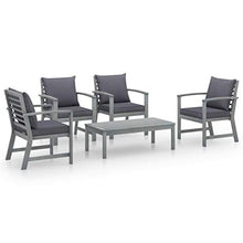 FAMIROSA Set Divani da Giardino 5 pz con Cuscini in Legno Acacia Grigio-7785