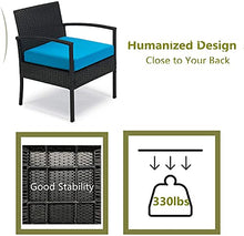 MengFeiNi 3 Pezzi Patio per Esterni Set di Mobili Set Patio Set di Conversazione del Patio Set di Bistrot Sedie Rattan per Balcone Portico Portico Portico Sedie A Patio con Cuscini Blu