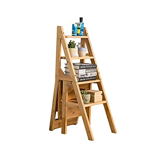 Sgabello Multifunzionale, Sgabello Portatile, Sgabello Pieghevole Multifunzionale in Legno massello, Sedia scaletta a Quattro gradini Bambini Esterni, Interni
