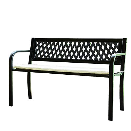 outdoor product Panchina da terrazza panchina da Esterno, Sgabello per Il Tempo Libero con braccioli e Schienale, Panca Decorativa retrò Impermeabile e antiruggine per Cortile, Facile da Montare