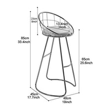 GYPPG Elegant Gold Iron Art Barstool Set of 2 / Hollow Leisure Breakfast/High Stool Bar Chair/Round Velvet Upholstered,Max Load 200KG(65cm,70cm,75cm)