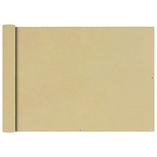 Festnight- Paravento da Balcone in Tessuto Oxford 75x600 cm Beige