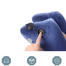 FSGD A Forma di U Cuscino di Corsa, Cuscino Gonfiabile Portatile Cuscino aeromobili, a Lunga Distanza, Treno, sede Dura, Sonno, Cuscino cervicale,Blu