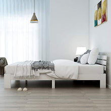 WGYDREAM Letto Letto Matrimoniale in Legno Massello con Letto con Letto in Solido Biancheria da Letto Bianca con Testiera per Adulti Adolescenti per Bambini, 200 X 140 Cm