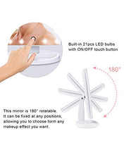 HAMSWAN Specchio Trucco con 21 LEDs, Specchio Cosmetico da Trucco con Touch Screen Tri-Fold, Specchio Ingranditore Illuminato, Ruota 180°, Specchio per trucco1X/2X/3X e Caricatore USB.Regalo per Donna