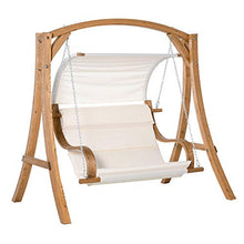 giordano shop Dondolo 2 Posti da Giardino 190x130x192 cm in Legno Sedile Imbottito Bianco Crema