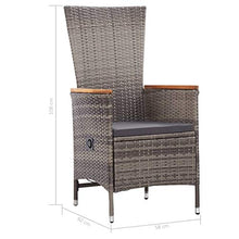 Festnight 2 pz Sedie da Esterno con Cuscini in Polyrattan Schienale Regolabile 58 x 62 x 108 cm Poltrona da Spiaggia Colore Grigio