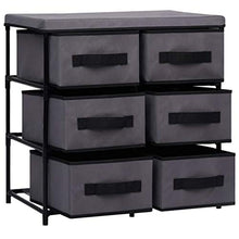 Tidyard Armadietto con 6 Cassetti in Acciaio e Stoffa Grigio,Cassettiera con Cestini,Armadietto Camera da Letto,Armadietto da Bagno 55x29x55 cm
