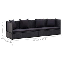 FAMIROSA Divano da Giardino con Cuscini in Poyrattan Nero-6087