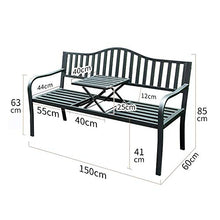 UWY Panca da Giardino in Metallo per Esterni, tavolino da caffè sollevabile per Veranda per Il Tempo Libero, panche per Schienale con Cuscini e Cuscini, Panca per Patio/Cortile Anti-corrosione