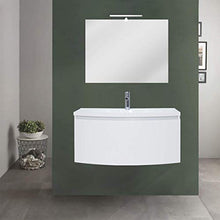 OrionShop Mobile Bagno Sospeso KAHINA da 100cm Bianco Opaco con Lavabo Specchio e Lampada LED Inclusi