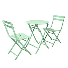 Set 3 Pezzi Pieghevoli Sedie E Tavolo da Giardino, Materiale Spesso Tavolino con Sedie da Giardino Pieghevoli, Giardino/Balcone/Pub/Bar,Verde