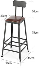 Yxsd - Sgabello da bar per mobili da bar, bar, pub, cucina, sala da pranzo, telaio in metallo nero, schienale di sicurezza (dimensioni: 75 cm)