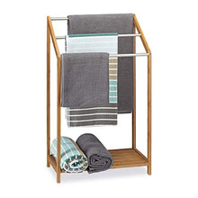 Relaxdays Porta Asciugamani in Bambù, con 3 Aste, Stand da Terra per Bagno, Moderno, HLP 103x41x28 cm, Legno Naturale