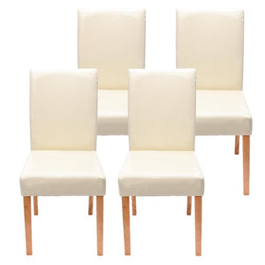 Mendler Set 4x sedie Littau ecopelle per sala da pranzo 43x56x90cm avorio piedi chiari