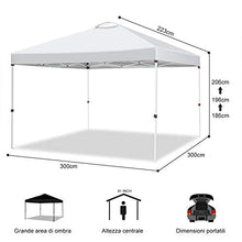 Hikole Gazebo 3x3 Pieghevole Gazebo Esterno Impermeabile Tenda da Gazebo Giardino con 4 Pareti Laterali e 4 Borsa per Contrappeso