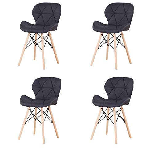 MUEBLES HOME, Set di 4 sedie da pranzo in stile moderno, con seduta e schienale rivestiti in lino, per cucina, sala da pranzo, soggiorno, camera da letto