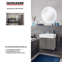 FACKELMANN Set di mobili da bagno sottile 3 pezzi Lima con mobiletto, 35 cm di profondità e bacino in ceramica 60 cm