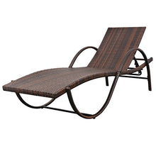 Festnight 3 pz Set Lettino Prendisole Schienale Reclinabile con Braccioli e Tavolino da Giardino Esterno in Rattan Marrone,Sedia a Sdraio da Giardino in Rattan Reclinabile con Braccioli e Tavolino