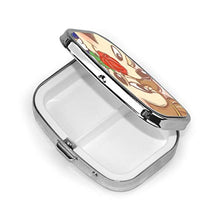 Scatola quadrata per pillole, portatile, romantico Topolino Minnie, organizer per medicine, a due scomparti, porta pillole