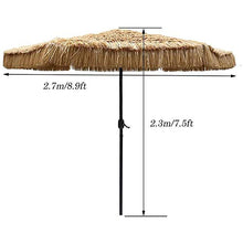 Generic002 Parasole all'aperto Patio a manovella Imitazione tavola Ombrello di Paglia, ombrellone Tropicale con Tetto di Paglia e Spiaggia Parasole Casual, 8.9ft / 2,7 m