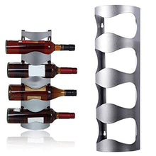 Voolok Portabottiglie a Parete, 4 portabottiglie in Acciaio Inossidabile, mensola portaoggetti per Vino Decorativa in Stile Moderno, Facile da Montare