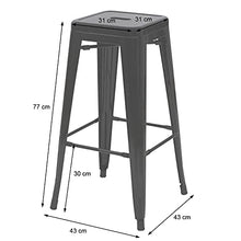 Set 2X sgabelli bistrot Design Industriale HWC-A73 Metallo Verniciato Nero